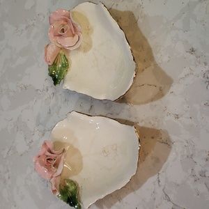 Vintage hand Painted leaf dishes